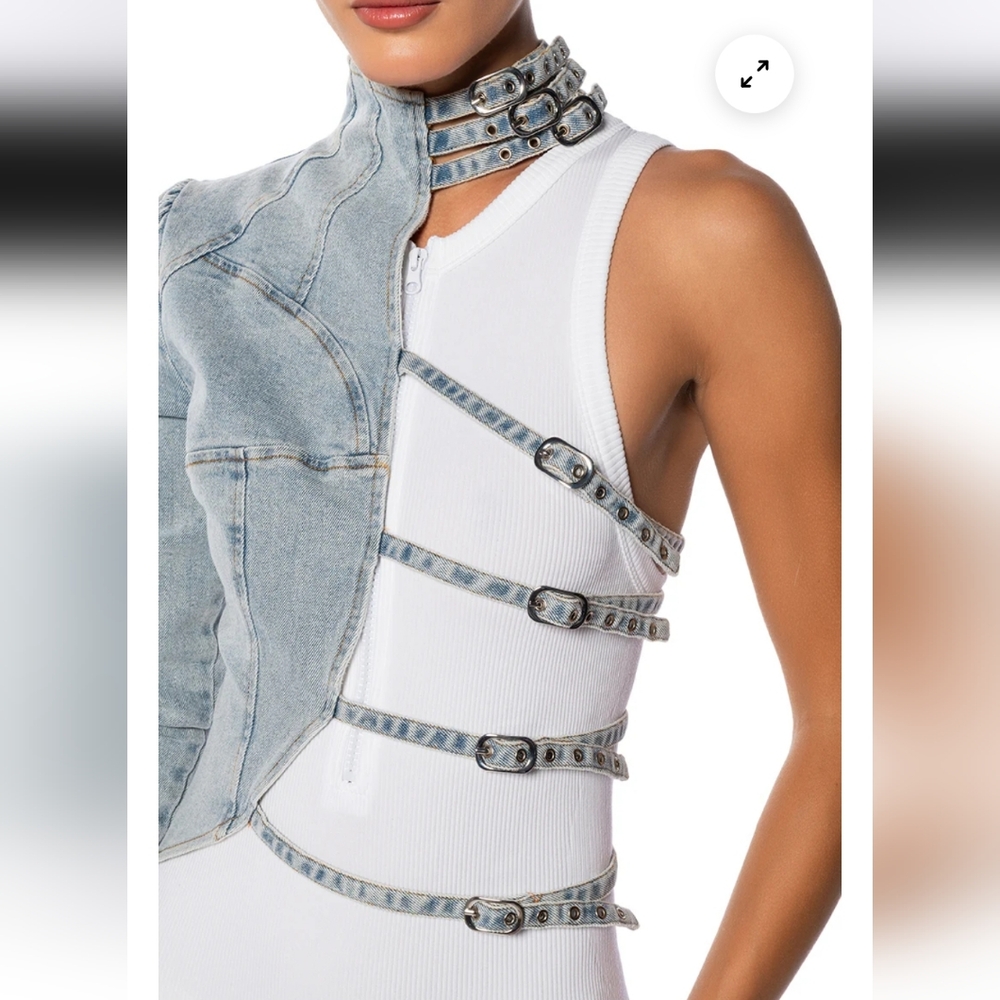 Akira Pretty Reckless Denim Half There Top